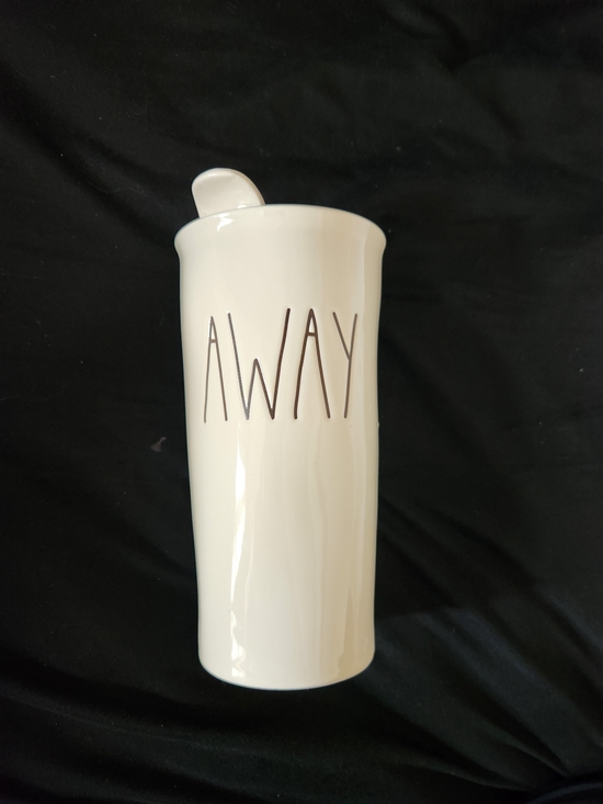 Rae Dunn Other - Rae Dunn White Ceramic Travel Mug with 'AWAY' Lettering
